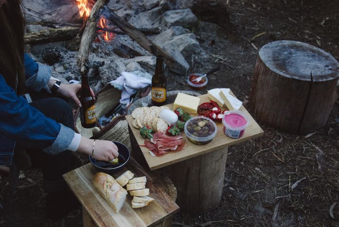 Hikers enjoying an evening meal in the backcountry