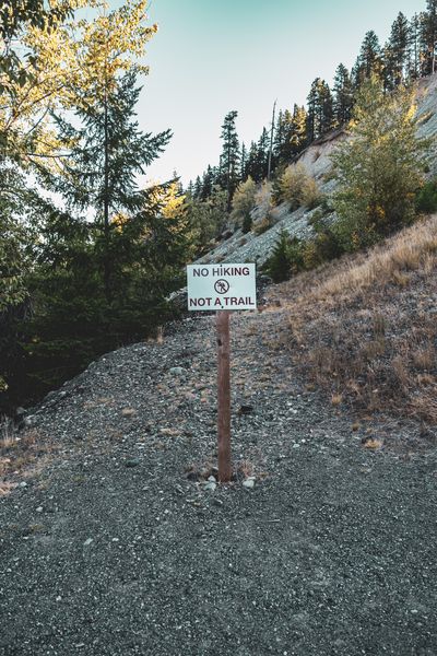 Warning sign for hikers in the backcountry