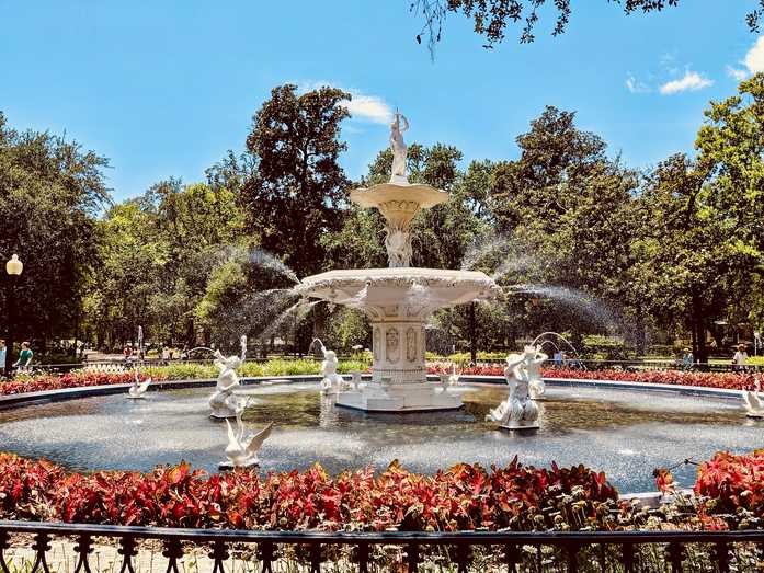 The ancient fountain at Forsyth Park is the perfect photo prop for honeymooners. 