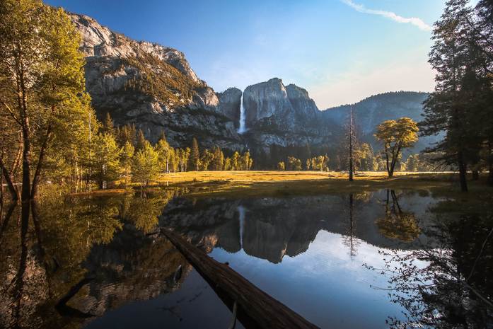 A lake at the base of the valley in Yosemite National Park