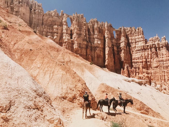 A group of people riding horses at Bryce Canyon National Park