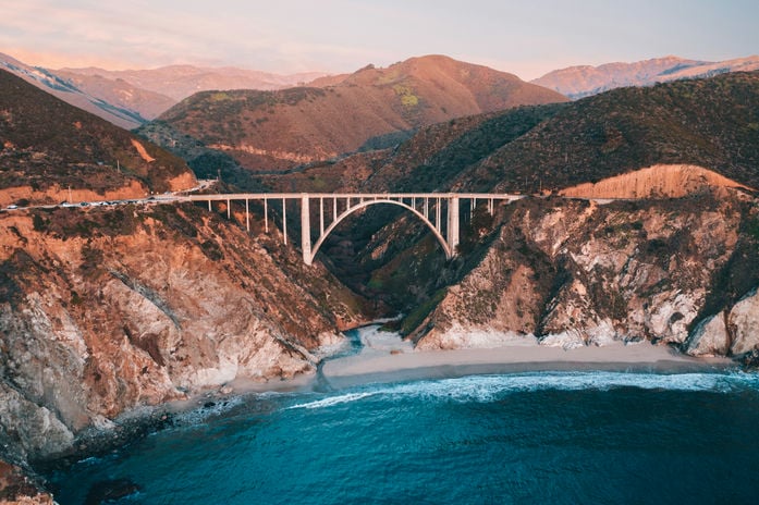 The beauty of the Bixby Bridge and the turquoise waters in Big Sur
