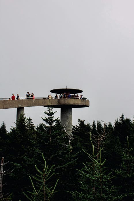 The man-made observation tower at the Clingmans dome.